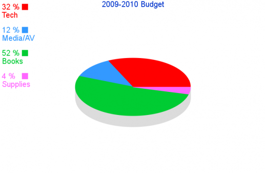 Pie graph example of budget percentags for a library